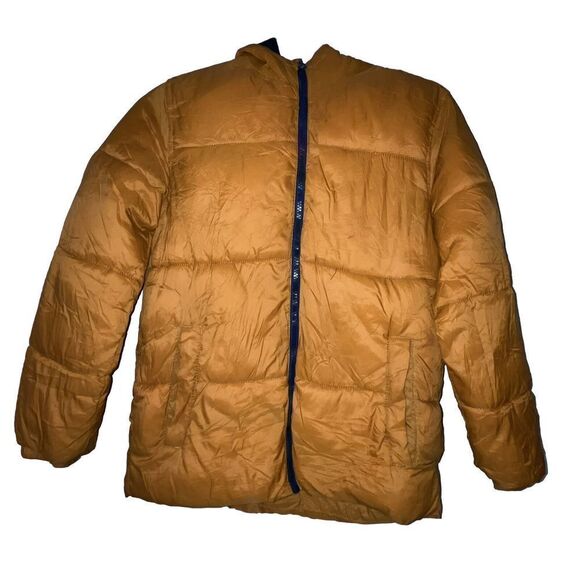Old Navy Puffer Jacket Boys Large Rust Color Full‎ Zip Fleece Lined Hooded Basic - Picture 1 of 12